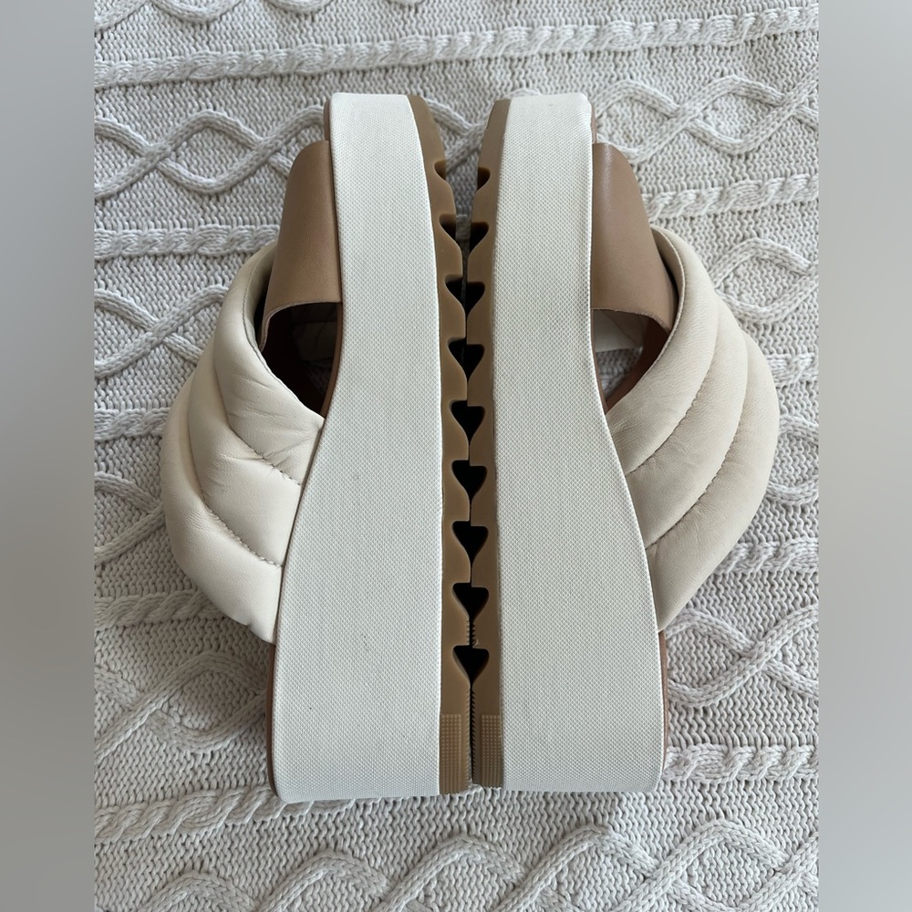 SOREL Cameron Platform Women’s Cream and Tan Sandal Slip On Size 9.5 - Picture 7 of 12